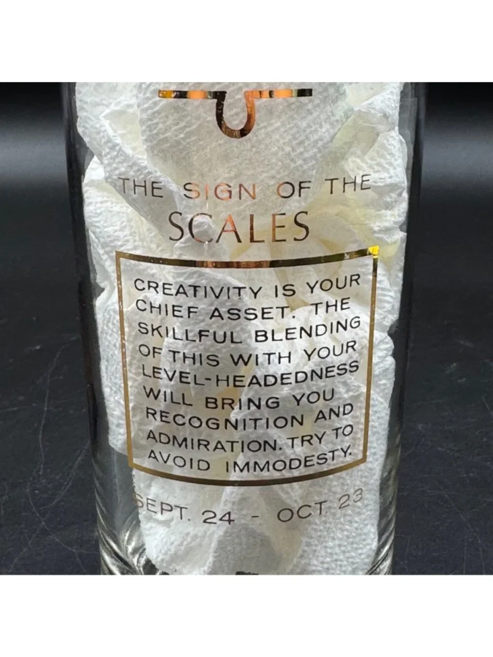 Vintage 1970s Anchor Hocking Zodiac Astrology Libra Gold Highball Glass